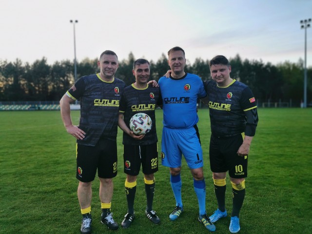 Drużyna Allstars Jagiellonia jest w dobrej dyspozycji. Od lewej: Jacek Chańko, Samuel Tomar, Maciej Kudrycki i Marek Citko.