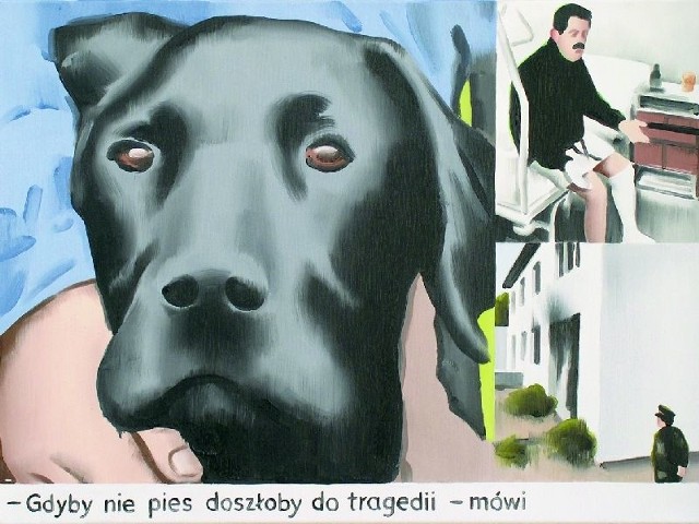 Marcin Maciejowski, Pies bohater, 2004 r. olej na płótnie, 55x75 cm