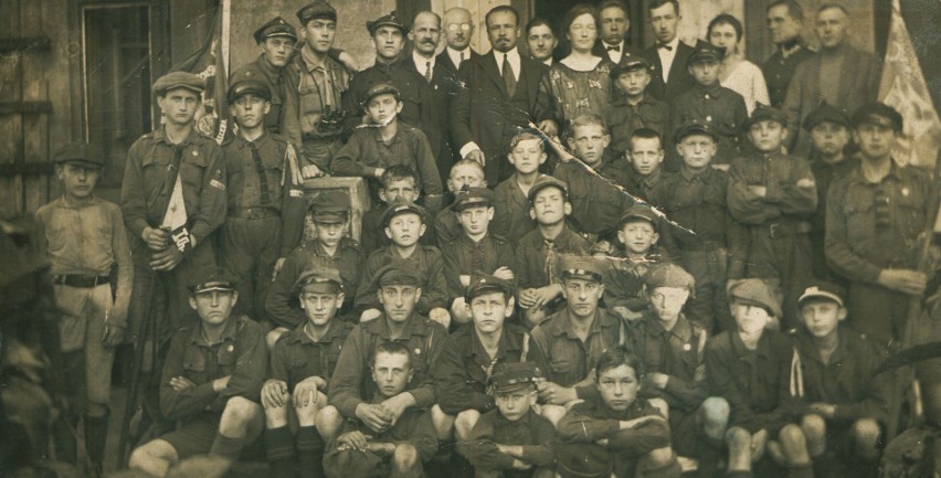 1923 r. Chełmżyńscy harcerze z wizytą u gen. Józefa Hallera,...