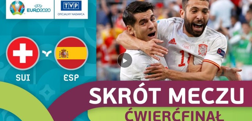 Euro 2020. Skrót meczu 1/2 finału Szwajcaria - Hiszpania 1:1, 1:3 k. [WIDEO]