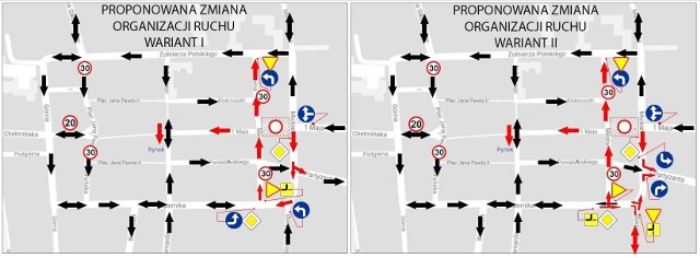 Urzędnicy przygotowali dwa warianty nowej organizacji ruchu w  ścisłym centrum Wąbrzeźna to z nich będą wybierać będą osoby, które  wypełnią ankietę  i dostarczą ją  do urzędu miasta.