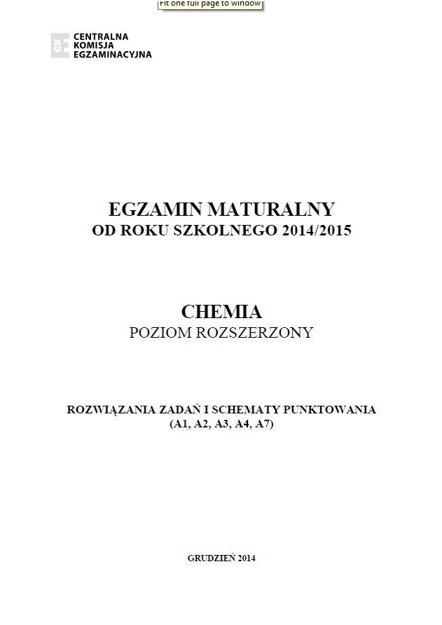 Próbna MATURA 2015 z chemii [ARKUSZ CKE, ODPOWIEDZI]