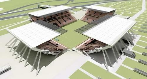 Projekt stadionu Pogoni Szczecin, który zajął II miejsce w konkursie architektonicznym "Twórcy stadionów 3".