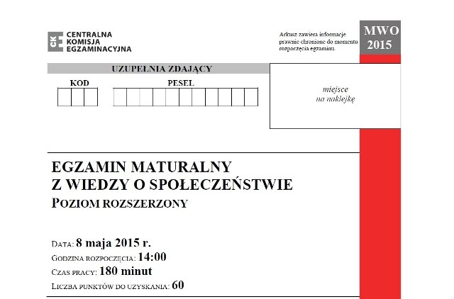 Matura 2015. WOS, poziom rozszerzony liceum ARKUSZ,PYTANIA,ODPOWIDZI