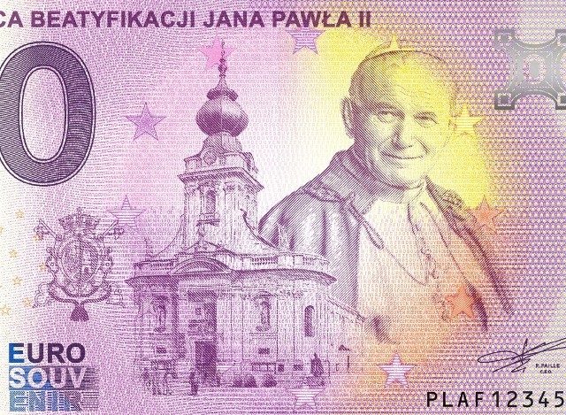 Banknot euro z Janem Pawełm II