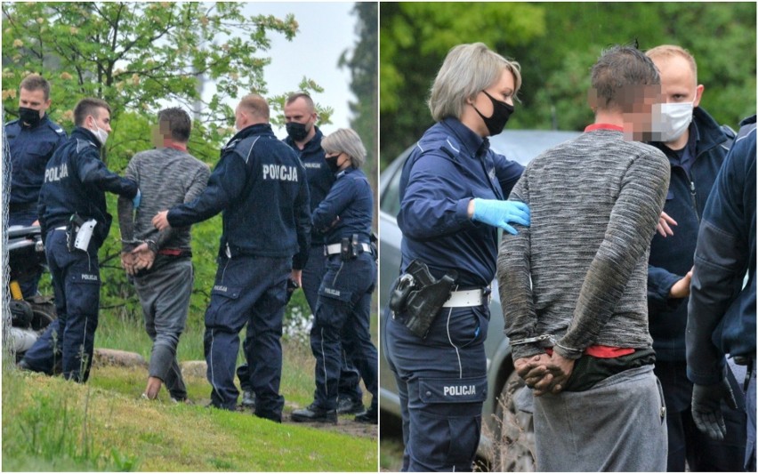 Pościg we Włocławku. Pijany kierowca skutera jechał po chodniku i uciekał lasami [zdjęcia]