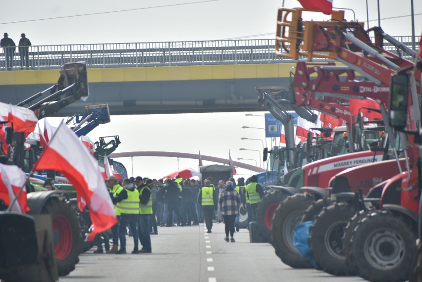 Rolniczy protest pod Sieradzem. S-8 całkowice zablokowana przez ciągniki! ZDJĘCIA