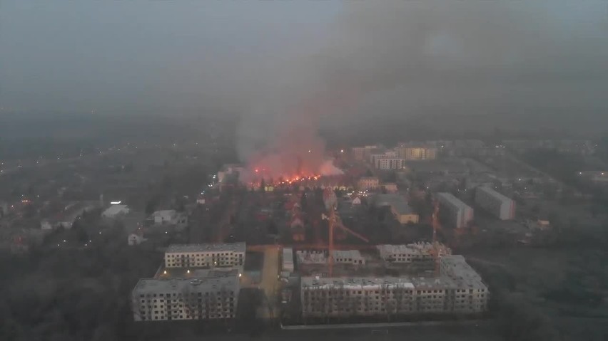 Pożar na Stabłowicach widziany z góry [FILM Z DRONA]