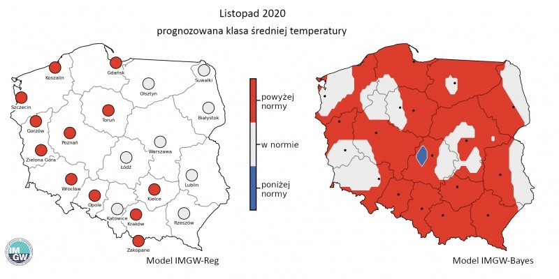 IMGW: Średnia miesięczna temperatura powietrza na...