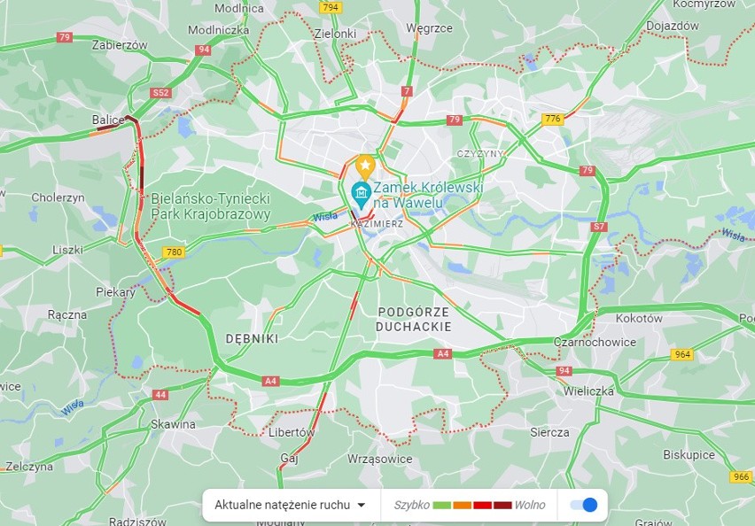 Zderzenie na A4 w Krakowie. Volvo kontra Audi. Utrudnienia w ruchu