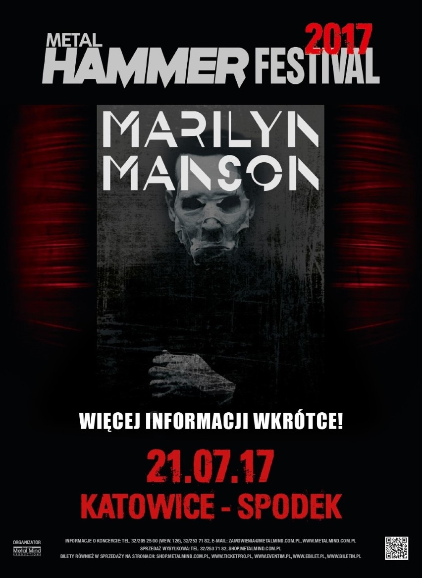 Marilyn Manson zagra w Katowicach w Spodku w czasie Metal...