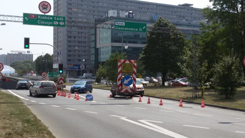 Korek na DTŚ przed tunelem w Katowicach