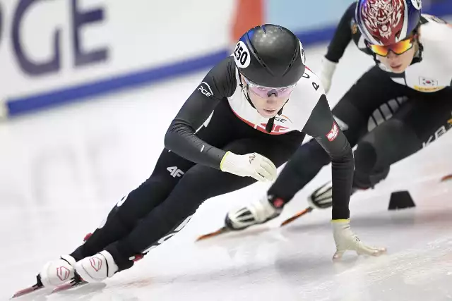 Najlepsza z naszych reprezentantek na gdańskim lodzie Anna Falkowska podczas kwalifikacji na dystansie 500 m