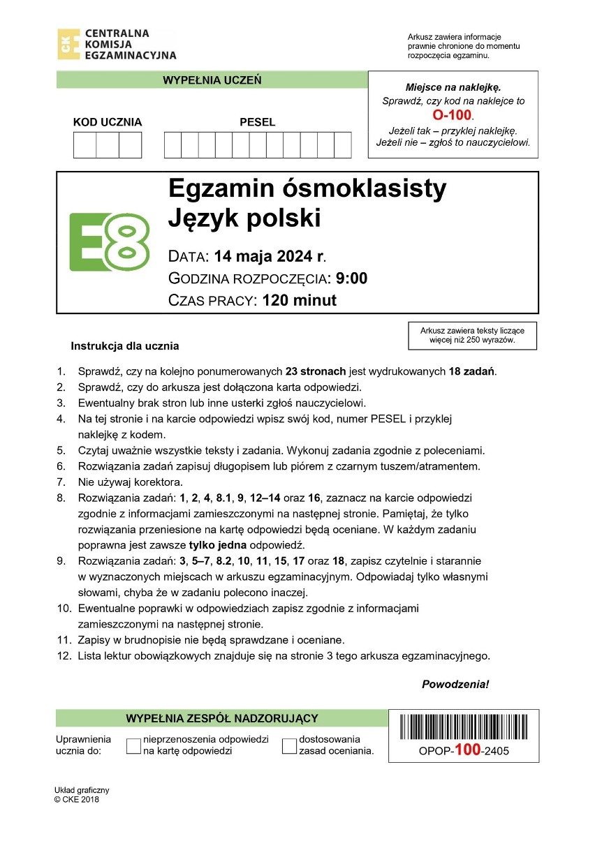Egzamin ósmoklasisty język polski 2024 - odpowiedzi i arkusze CKE. Takie były zadania i rozwiązania