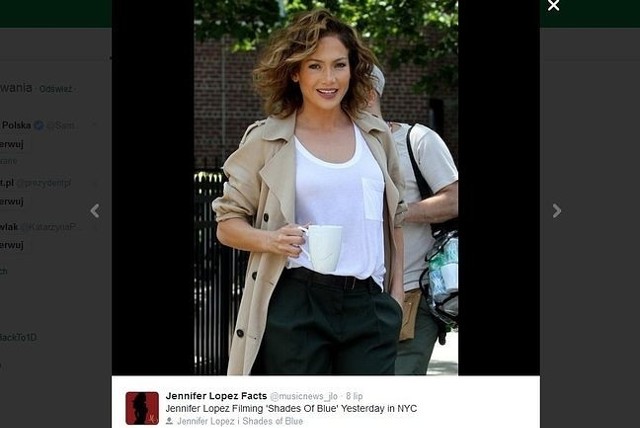 Jennifer Lopez na planie serialu "Shades of Blue" (fot. screen z Twitter.com)