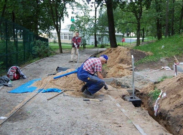 Prace trwają w kilku zakątkach parku.