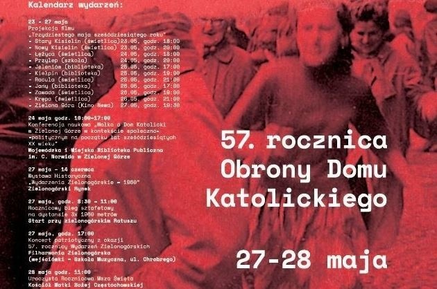 Plakat informujący o tym, co będzie działo się w 57. rocznicę Wydarzeń Zielonogórskich