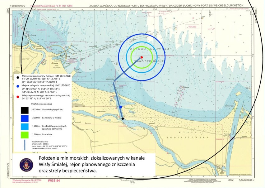 Detonacja min w Zatoce Gdańskiej 14-15.09.2020. Zakaz kąpieli i połowów. Wyznaczono strefę bezpieczeństwa! Urząd Morski potwierdza datę 