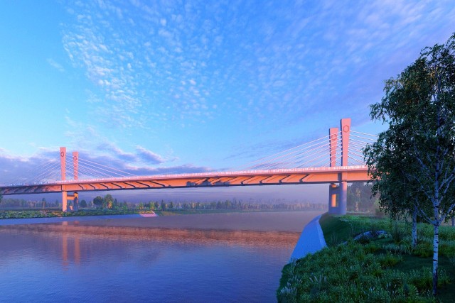 Wizualizacja mostu na Sanie, jaki powstanie do 2026 roku