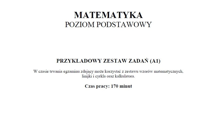 Matura 2015. Przykładowe zadania z matematyki. Poziom podstawowy [ARKUSZE, ODPOWIEDZI]