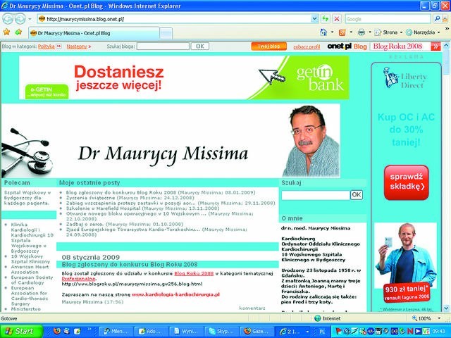 Strona tytułowa blogu dr. Maurycego Missimy