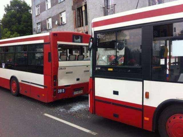 Zderzenie autobusów na 1 Maja w Sosnowcu