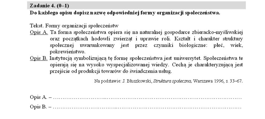 Wiedza o Społeczeństwie (WOS) - arkusze CKE i klucz...