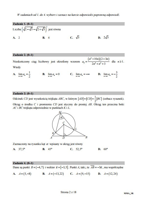 Matura 2017 Matematyka: wielomiany i geometria (Arkusz, Rozwiązania, Matematyka rozszerzona)