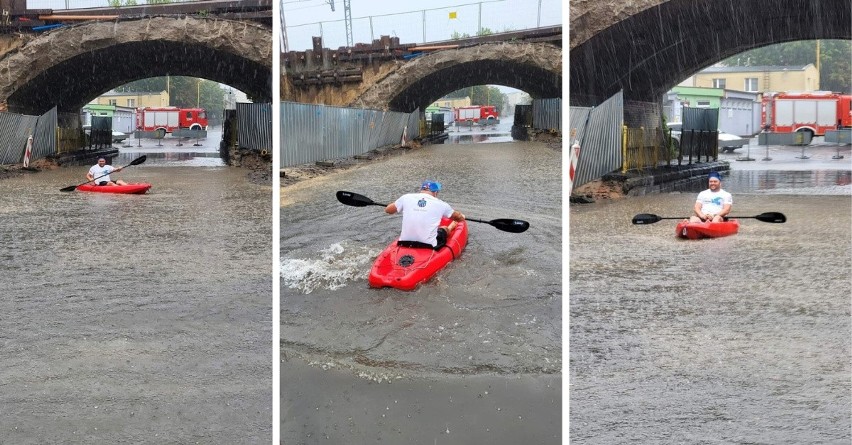 Kajakiem pod zalanym wiaduktem, czyli miasto kontra PKP