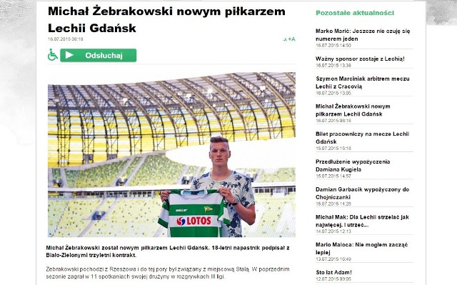 Michał Żebrakowski zagra w Lechii Gdańsk