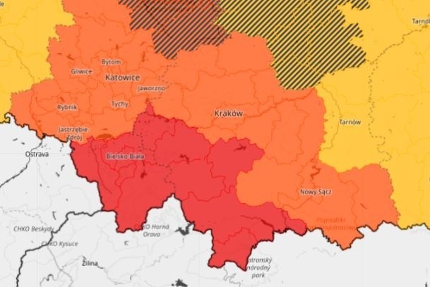 Instytut Meteorologii i Gospodarki Wodnej wydał ostrzeżenie drugiego i trzeciego stopnia dla Małopolski