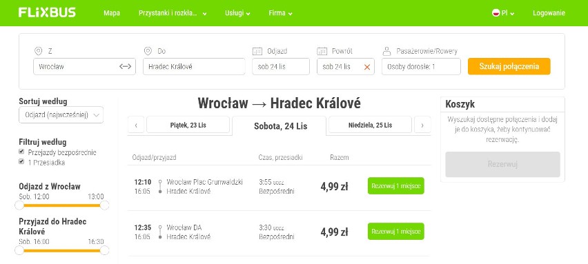 Bilet z Wrocławia do czeskich miast od 4,99 zł 