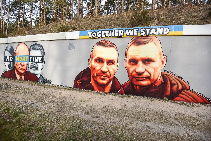 Mural Braci Kliczko przy torach PKM obok stacji Jasień