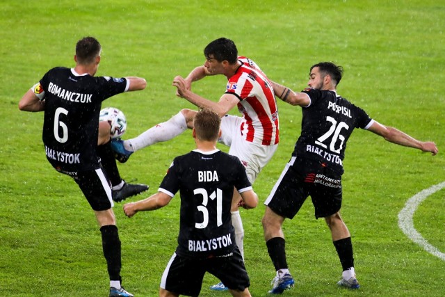 21.06.2020 krakow,mecz cracovia krakow - jagiellonia bialystok,nz  romanczuk taras, pelle van amersfoort, pospisil martin, bida bartosz,fot. andrzej banas / polska press