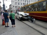 Wypadek na Kilińskiego w Łodzi. Zderzenie karetki i samochodu. Ranni [ZDJĘCIA]