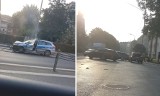 Wypadek na ulicy Emilii Plater w Szczecinie. Audi zderzyło się z radiowozem. Są ranni