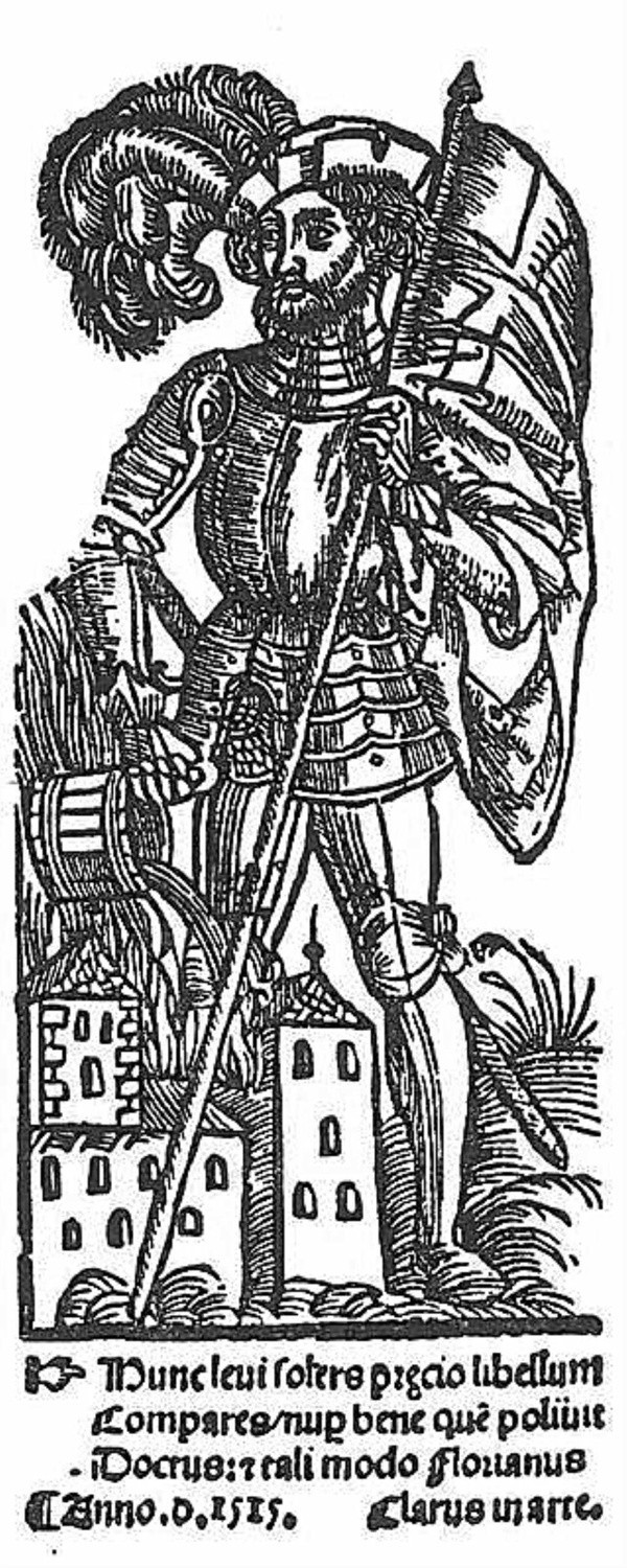 Święty Florian na karcie z książki Unglera