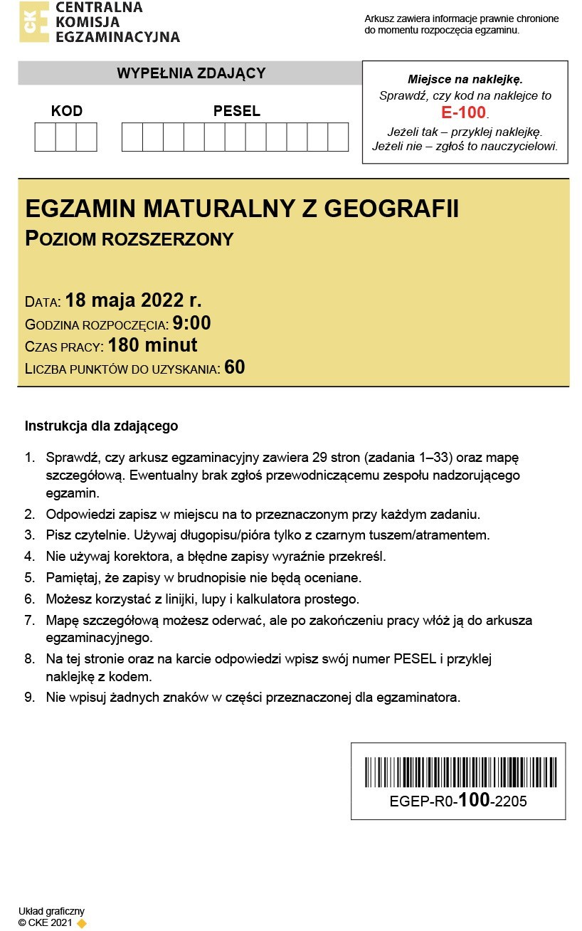 Rozwiązania i odpowiedzi z geografii znajdziesz po egzaminie...