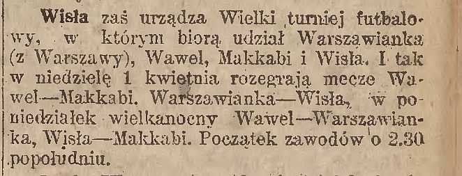 2.04.1923, Kraków, mecz Turnieju Wielkanocnego: Wisła -...