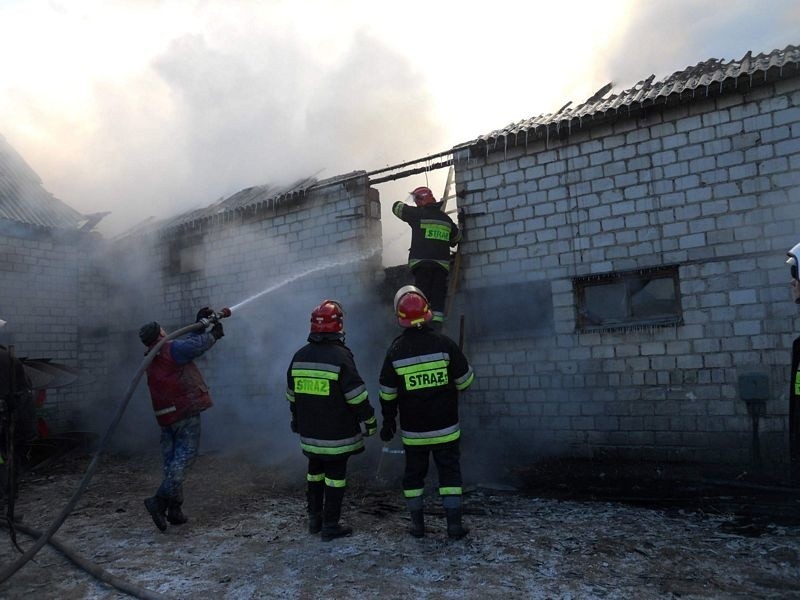 Pożar w Siutkowie. Ogień gasi 9 jednostek straży