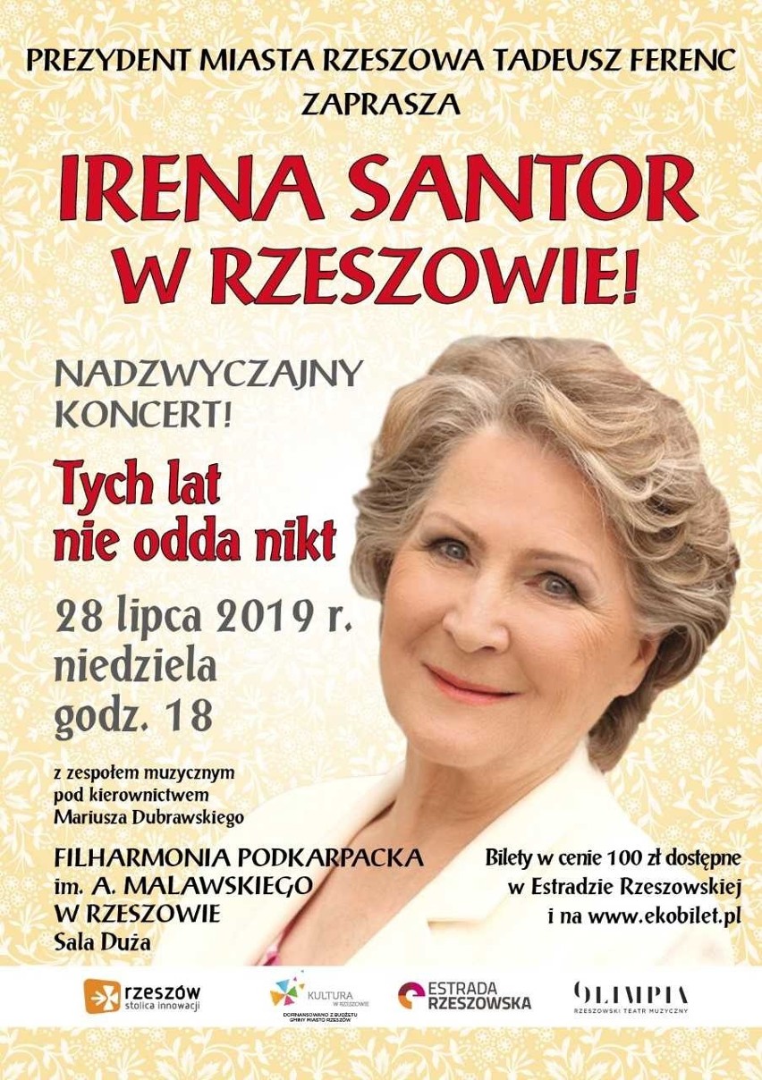 "Tych lat nie odda nikt" koncert Ireny Santor w Rzeszowie. Bilety do kupienia m.in. w Estradzie Rzeszowskiej