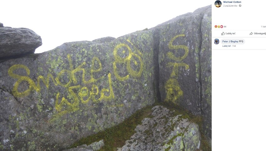 Napis nazwy jednego z łódzkich klubów na walijskim szczycie! Turyści oburzeni [zdjęcia]