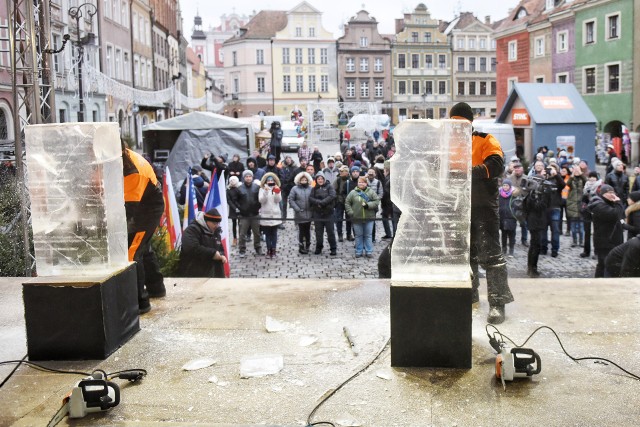 STIHL POZnan Ice Festival 2017 - Początek Festiwalu Rzeźby Lodowej na Starym Rynku w Poznaniu