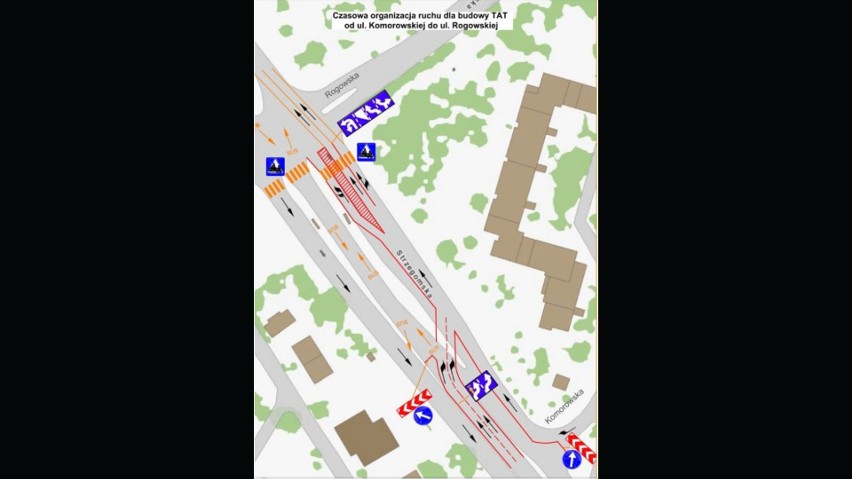 Czasowa organizacja ruchu dla budowy TAT od ul. Komorowskiej...