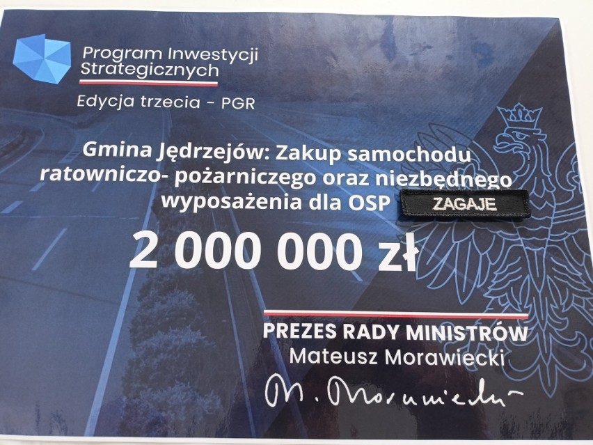 Duże pieniądze dla wybranych jednostek Ochotniczych Straży Pożarnych z gmin Jędrzejów i Nagłowic w ramach rządowego programu „Polski Ład”