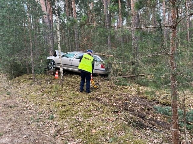 Tragedia na drodze w Borkowie. Kierowca skodą uderzył w drzewo, zginął na miejscu 