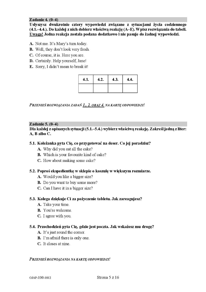 Próbny egzamin ósmoklasisty - język angielski. Co było? [ARKUSZE] 