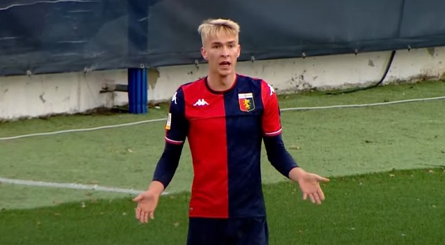 Aleksander Buksa podczas meczu ligi młodzieżowej Genoa CFC - Verona (6.12.2021)