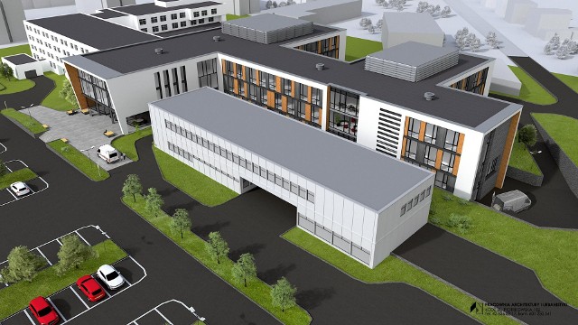 Tak będzie prezentował się krapkowicki szpital po rozbudowie - to największa inwestycja w regionie w ramach Polskiego Ładu.