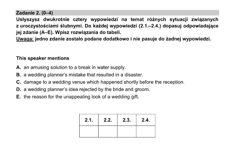 2.1 - E
2.2 - C
2.3 - D
2.4-  A